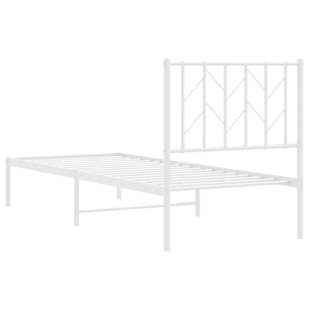 Giroletto senza Materaso con Testiera Metallo Bianco 75x190 cm | homemem39