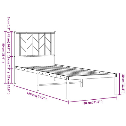 Giroletto senza Materaso con Testiera Metallo Bianco 75x190 cm | homemem39