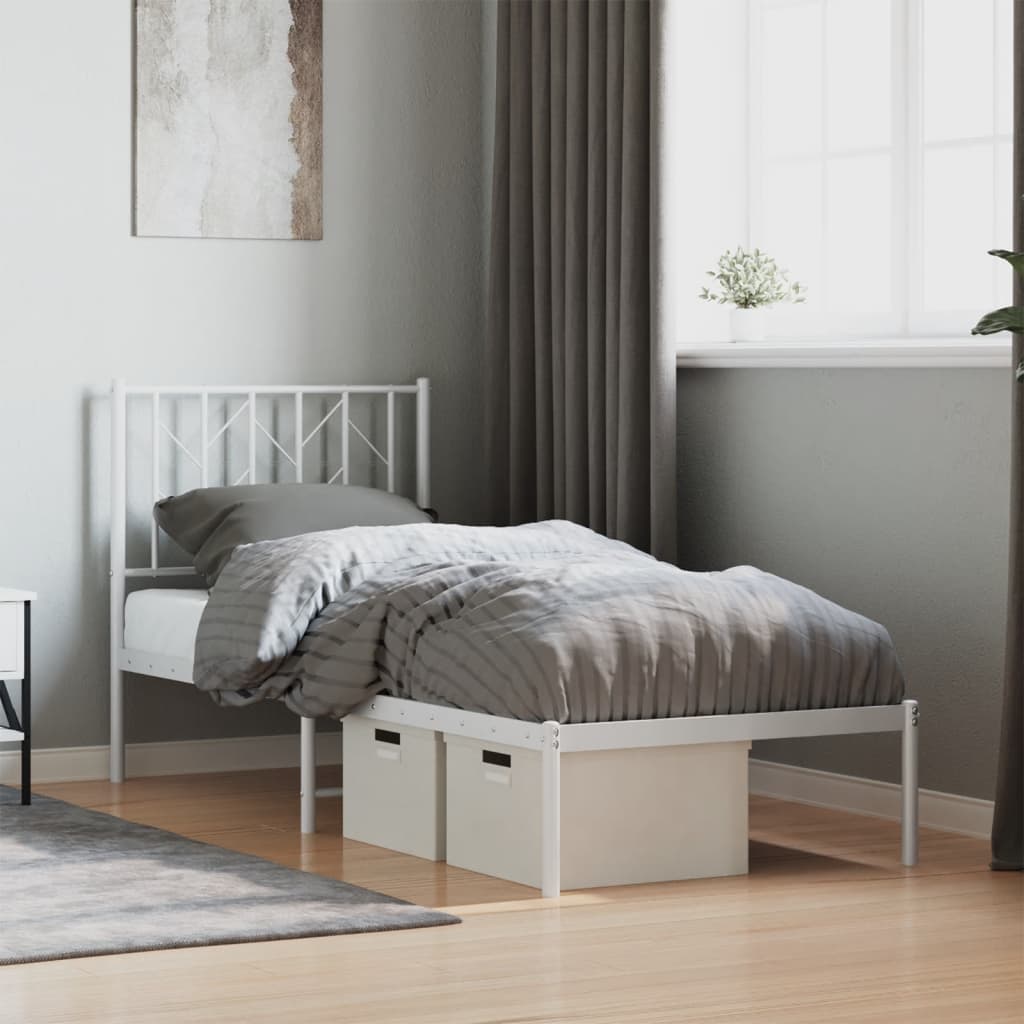 Giroletto senza Materaso con Testiera Metallo Bianco 75x190 cm | homemem39
