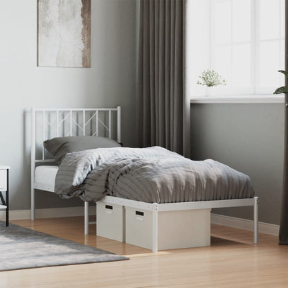 Giroletto senza Materaso con Testiera Metallo Bianco 75x190 cm | homemem39