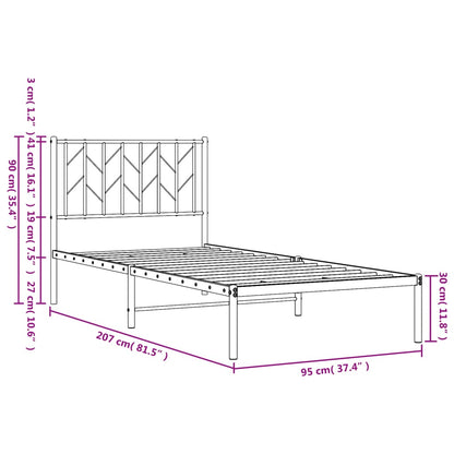 Giroletto con Testiera Metallo Bianco 90x200 cm | homemem39