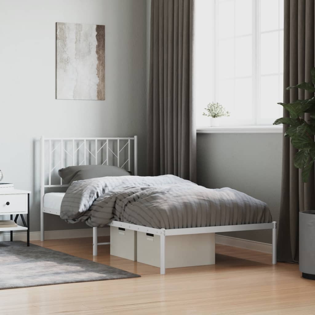 Giroletto con Testiera Metallo Bianco 90x200 cm | homemem39