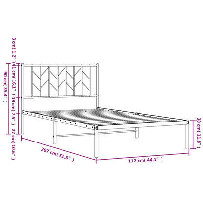Giroletto con Testiera Metallo Bianco 107x203 cm