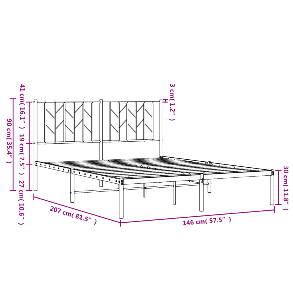 Giroletto con Testiera Metallo Bianco 140x200 cm | homemem39