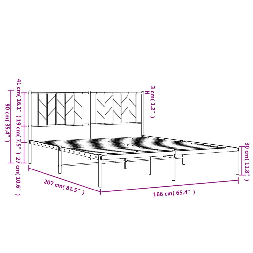 Giroletto con Testiera Metallo Bianco 160x200 cm | homemem39