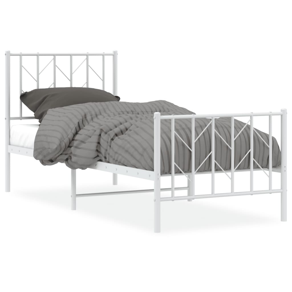 Giroletto con Testiera e Pediera Metallo Bianco 75x190 cm | homemem39