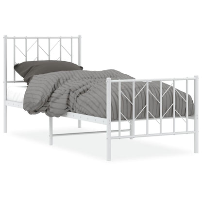 Giroletto con Testiera e Pediera Metallo Bianco 75x190 cm | homemem39