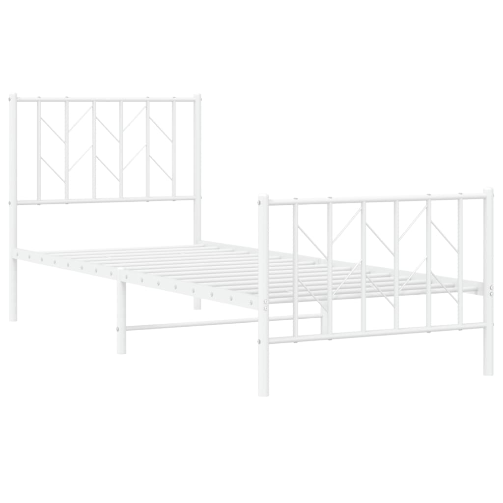 Giroletto con Testiera e Pediera Metallo Bianco 80x200 cm