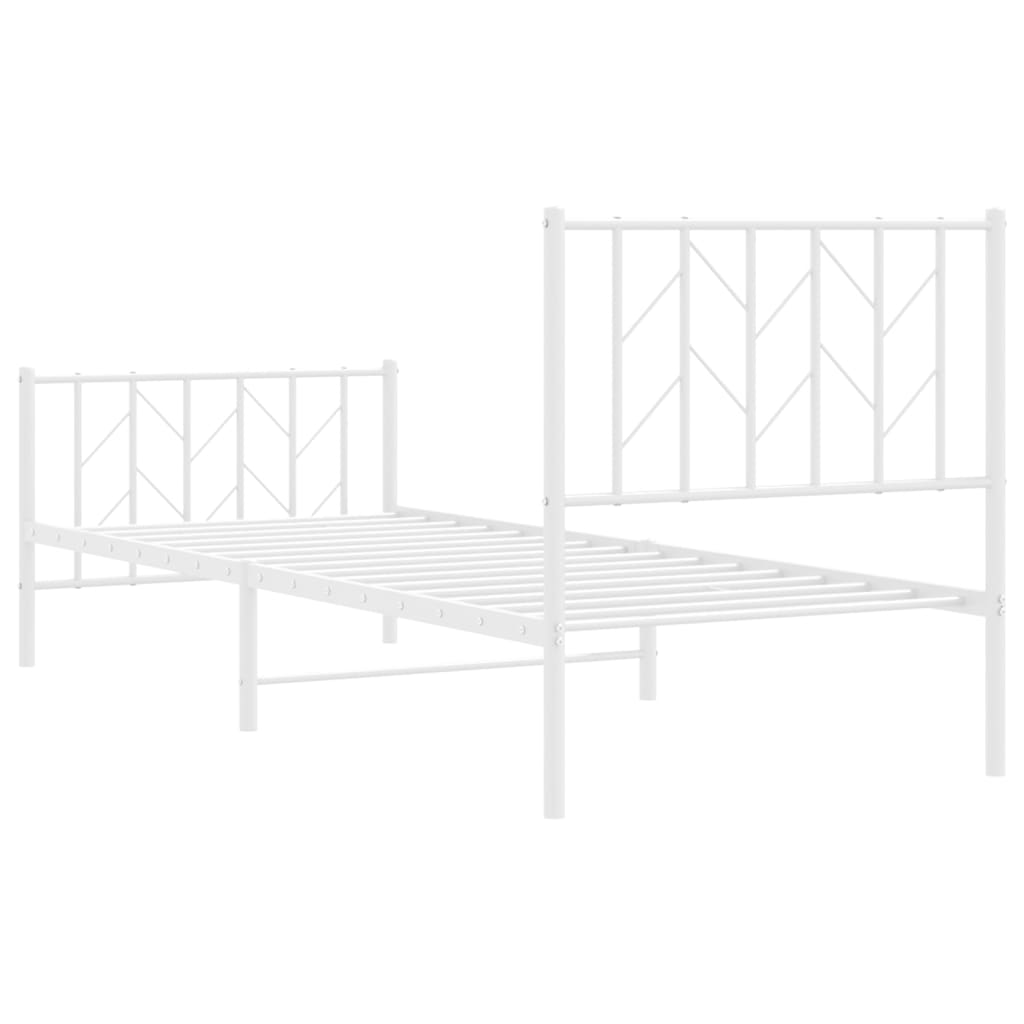 Giroletto con Testiera e Pediera Metallo Bianco 80x200 cm