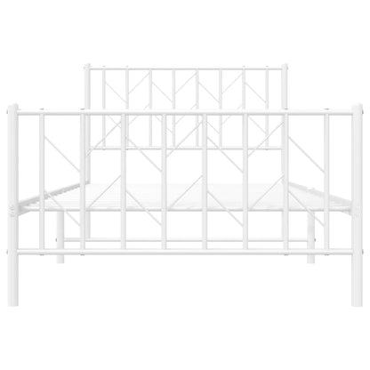 Giroletto con Testiera e Pediera Metallo Bianco 100x200 cm | homemem39