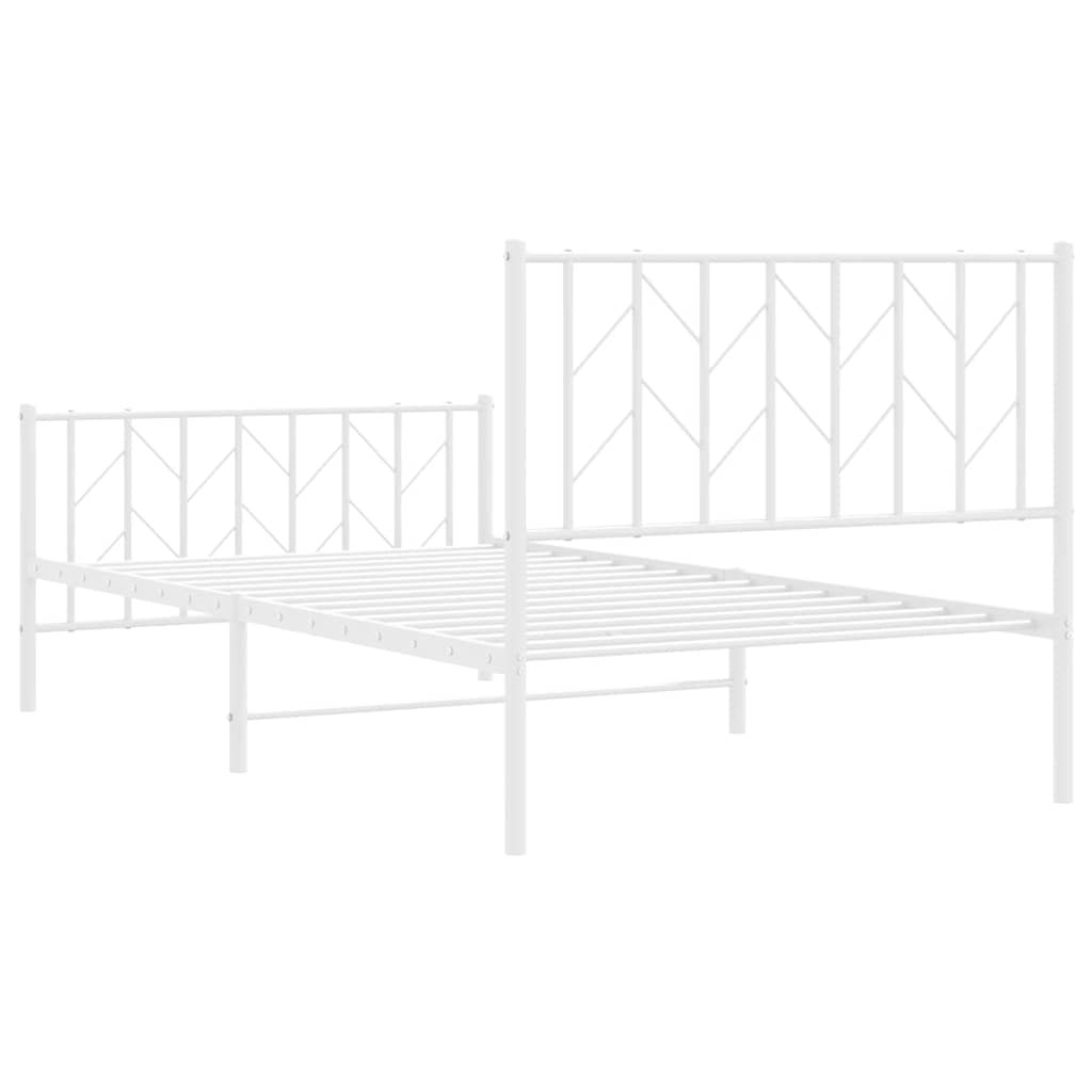 Giroletto con Testiera e Pediera Metallo Bianco 100x200 cm | homemem39