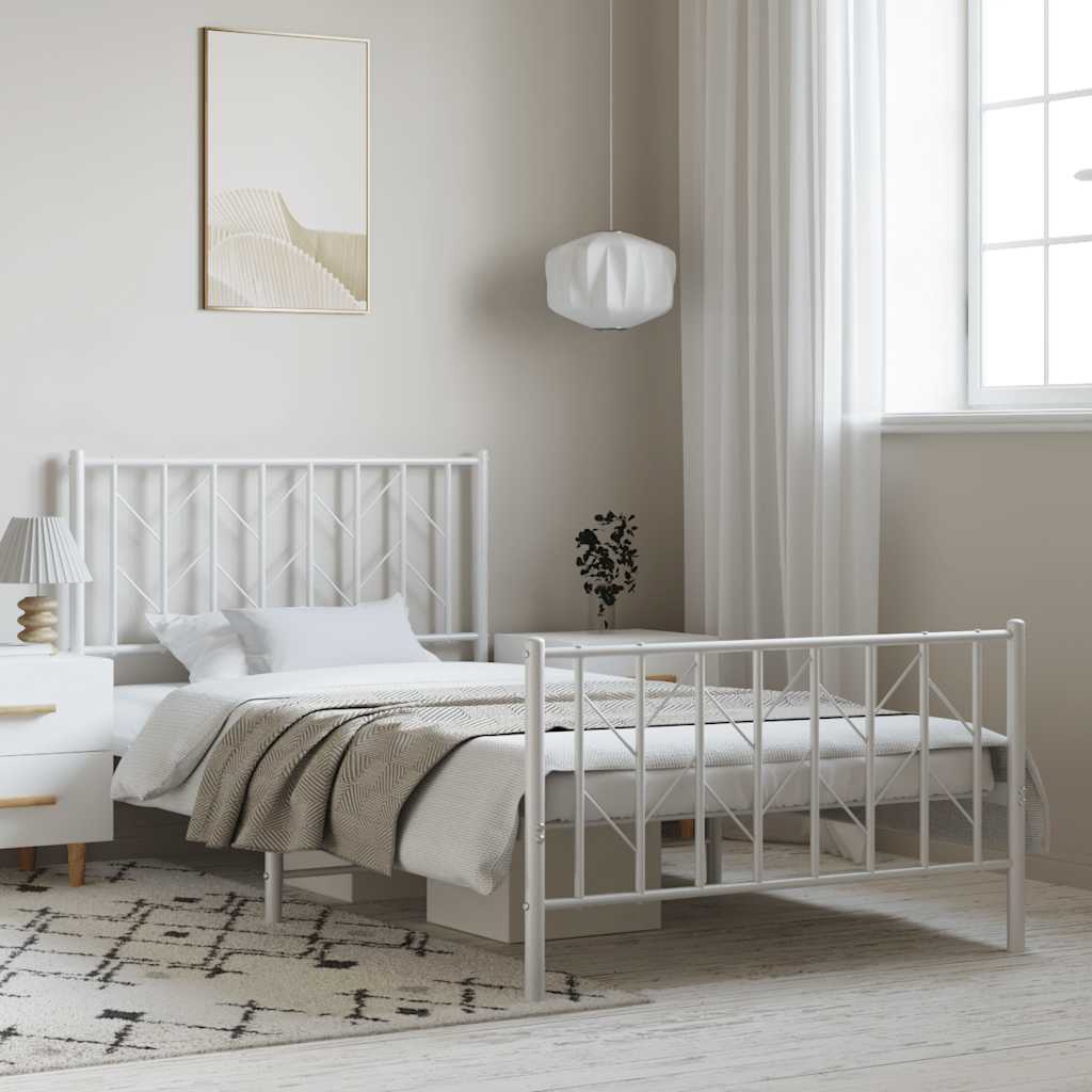 Giroletto con Testiera e Pediera Metallo Bianco 100x200 cm | homemem39