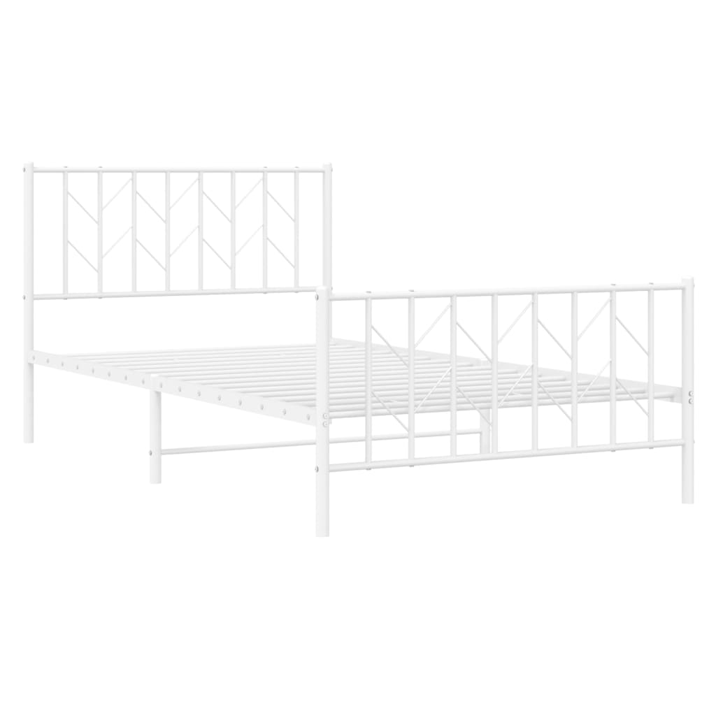 Giroletto con Testiera e Pediera Metallo Bianco 107x203 cm