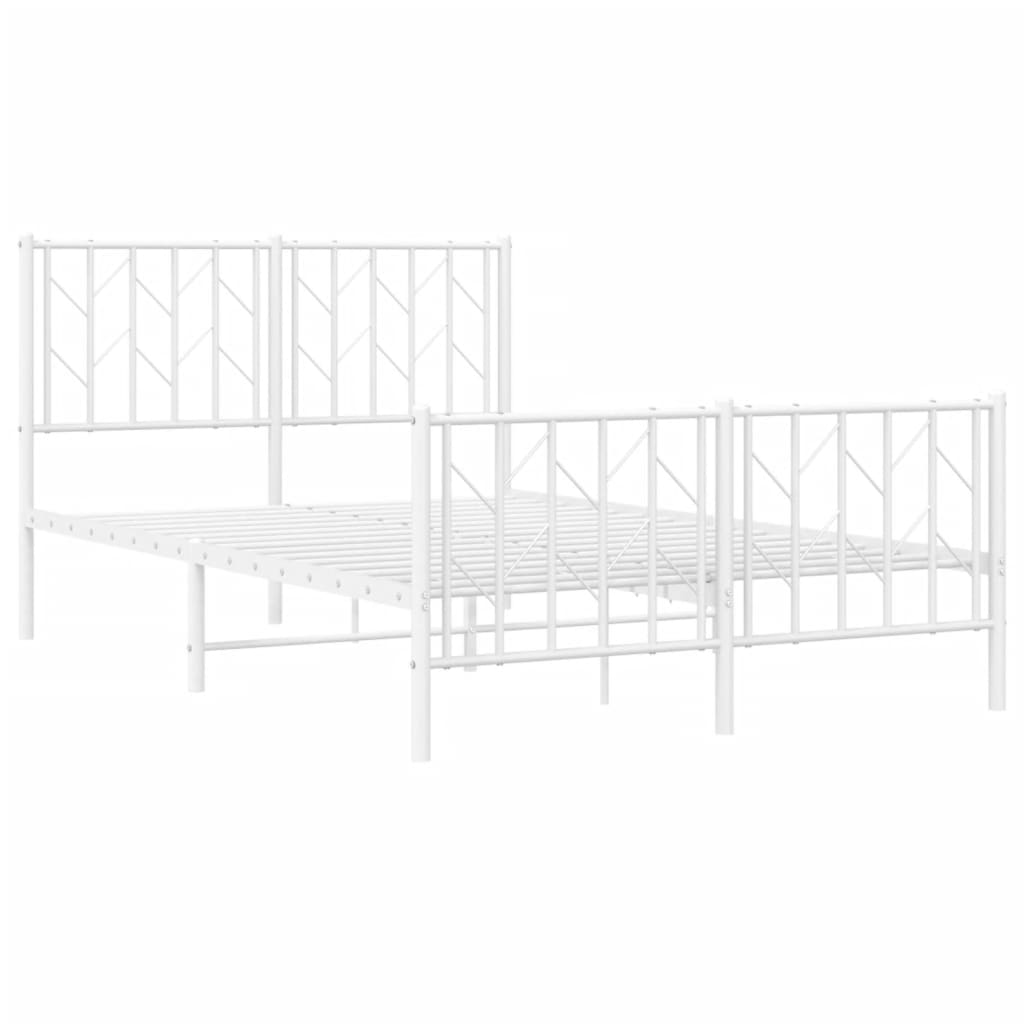 Giroletto con Testiera e Pediera Metallo Bianco 120x190 cm