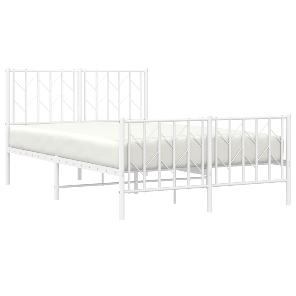 Giroletto con Testiera e Pediera Metallo Bianco 120x200 cm