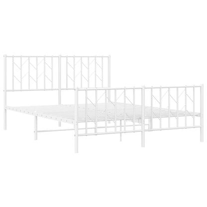 Giroletto con Testiera e Pediera Metallo Bianco 135x190 cm