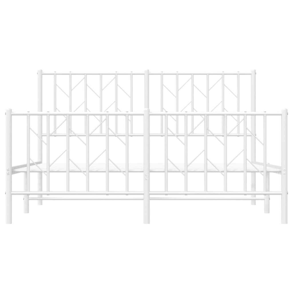 Giroletto con Testiera e Pediera Metallo Bianco 135x190 cm
