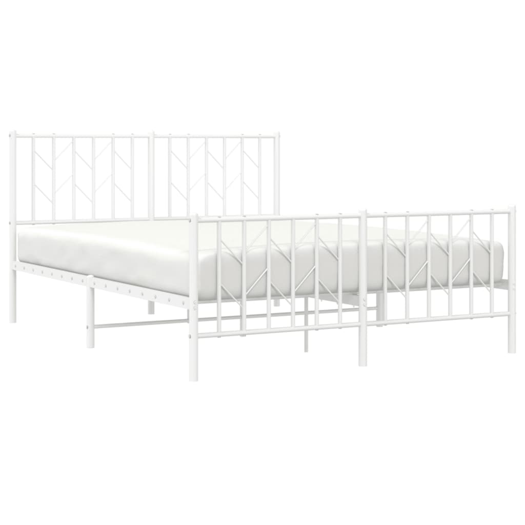 Giroletto con Testiera e Pediera Metallo Bianco 140x190 cm