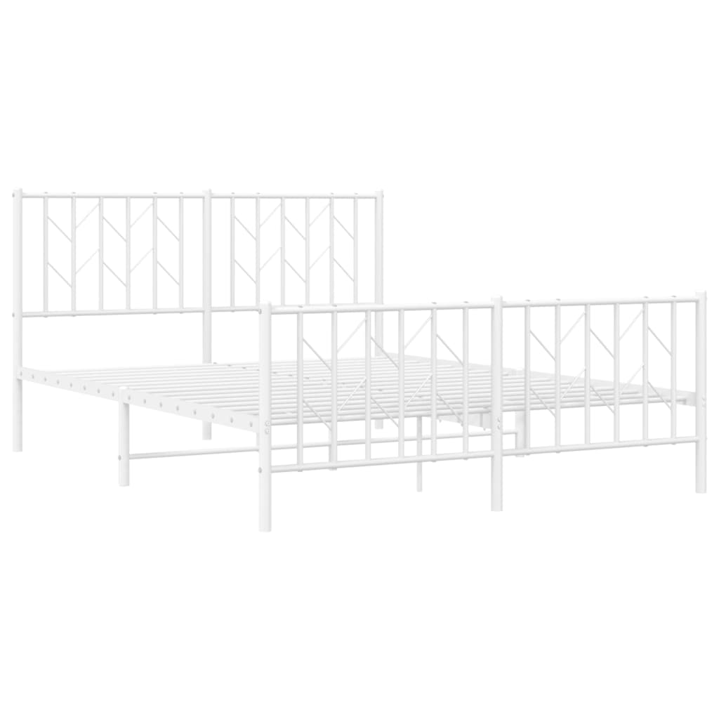 Giroletto con Testiera e Pediera Metallo Bianco 140x190 cm