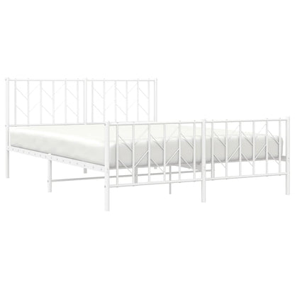 Giroletto con Testiera e Pediera Metallo Bianco 150x200 cm | homemem39