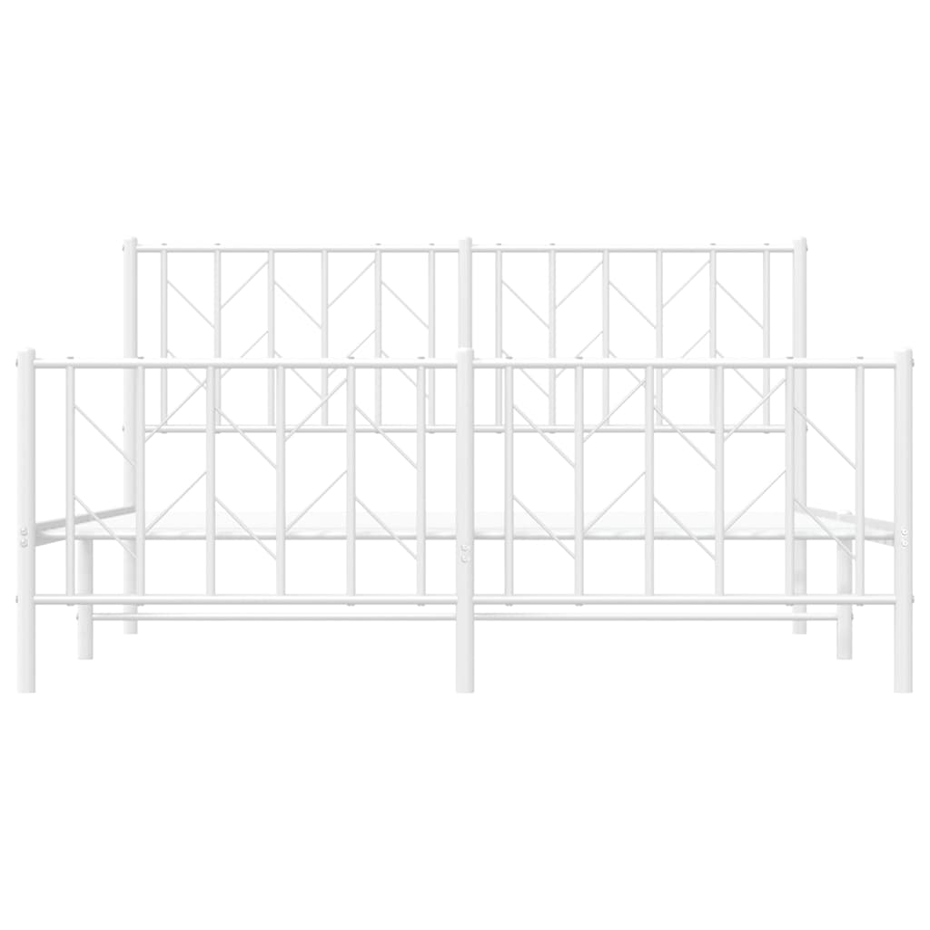 Giroletto con Testiera e Pediera Metallo Bianco 150x200 cm | homemem39