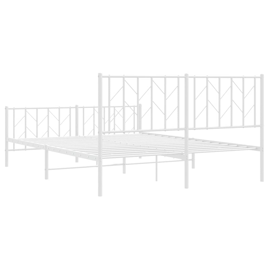 Giroletto con Testiera e Pediera Metallo Bianco 150x200 cm | homemem39