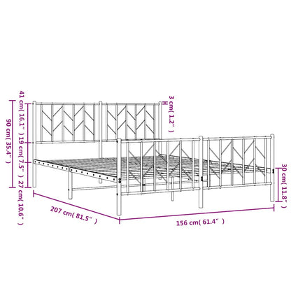 Giroletto con Testiera e Pediera Metallo Bianco 150x200 cm | homemem39