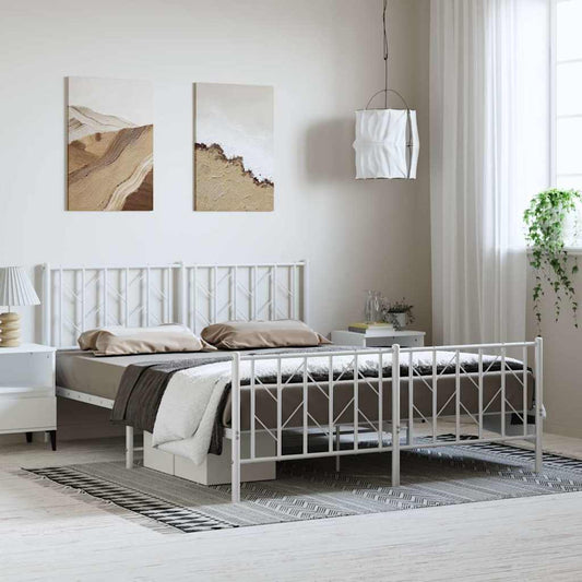 Giroletto con Testiera e Pediera Metallo Bianco 150x200 cm | homemem39