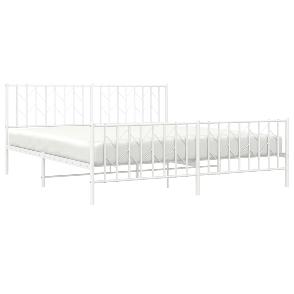 Giroletto con Testiera e Pediera Metallo Bianco 183x213 cm | homemem39
