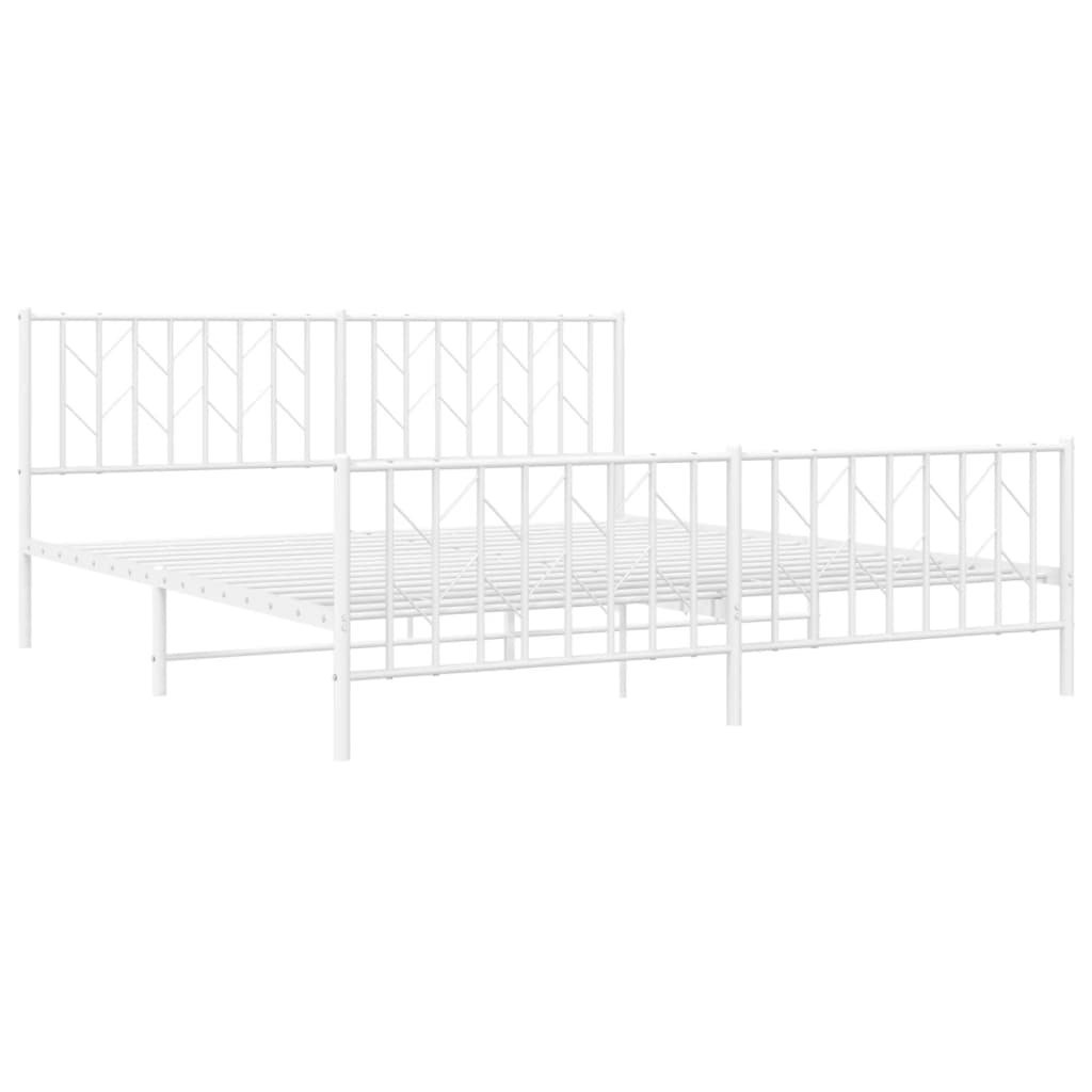 Giroletto con Testiera e Pediera Metallo Bianco 183x213 cm