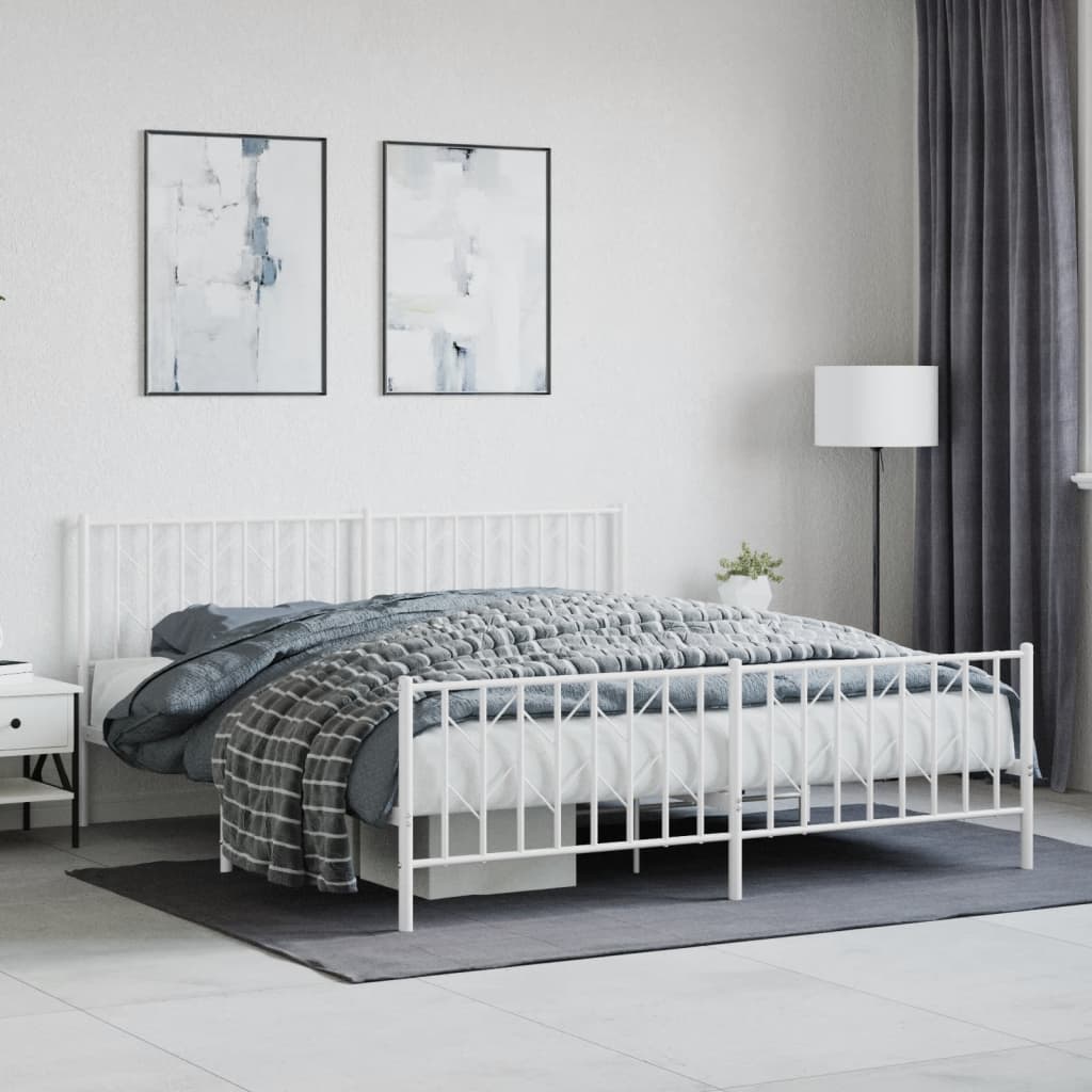 Giroletto con Testiera e Pediera Metallo Bianco 183x213 cm | homemem39