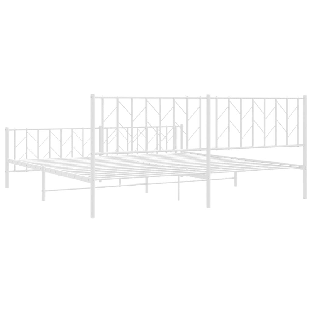 Giroletto con Testiera e Pediera Metallo Bianco 200x200 cm | homemem39