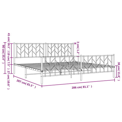 Giroletto con Testiera e Pediera Metallo Bianco 200x200 cm | homemem39