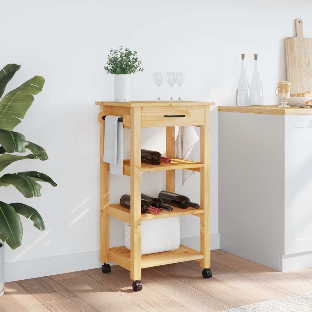 Carrello da Cucina MONZA 48x40x88,5 cm in Legno Massello di Pino