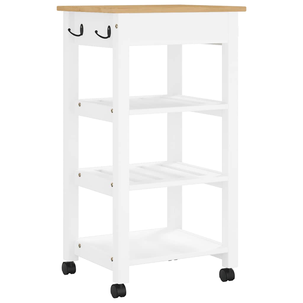 Carrello da Cucina MONZA 48x40x88,5 cm in Legno Massello di Pino