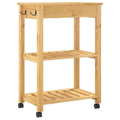 Carrello da Cucina MONZA 60x40x88,5 cm in Legno Massello di Pino