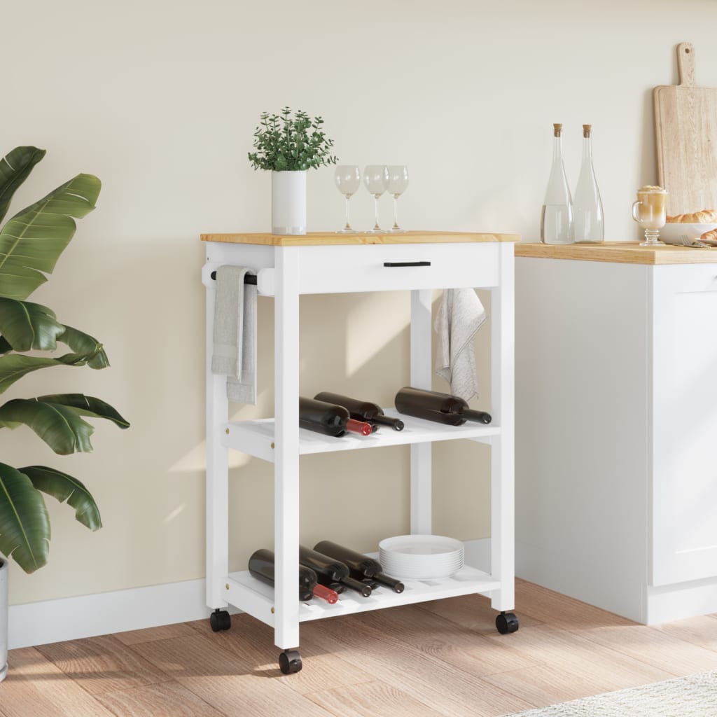 Carrello da Cucina MONZA 60x40x90 cm in Legno Massello di Pino - homemem39