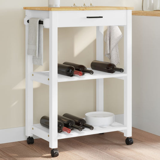 Carrello da Cucina MONZA 60x40x90 cm in Legno Massello di Pino - homemem39