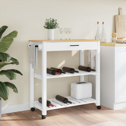 Carrello da Cucina MONZA 84x40x90 cm in Legno Massello di Pino - homemem39