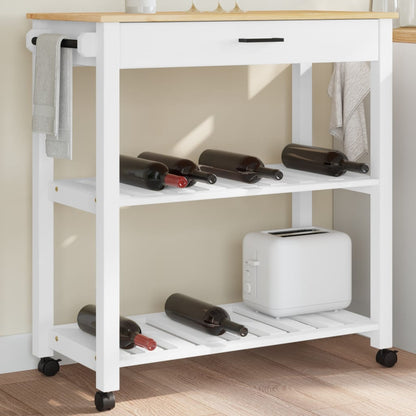 Carrello da Cucina MONZA 84x40x90 cm in Legno Massello di Pino - homemem39