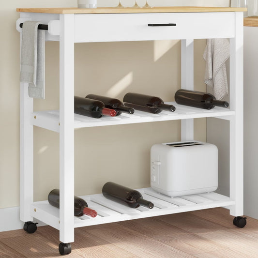 Carrello da Cucina MONZA 84x40x90 cm in Legno Massello di Pino - homemem39