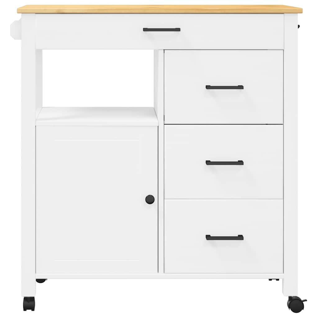 Carrello da Cucina MONZA 84x40x88,5 cm in Legno Massello di Pino