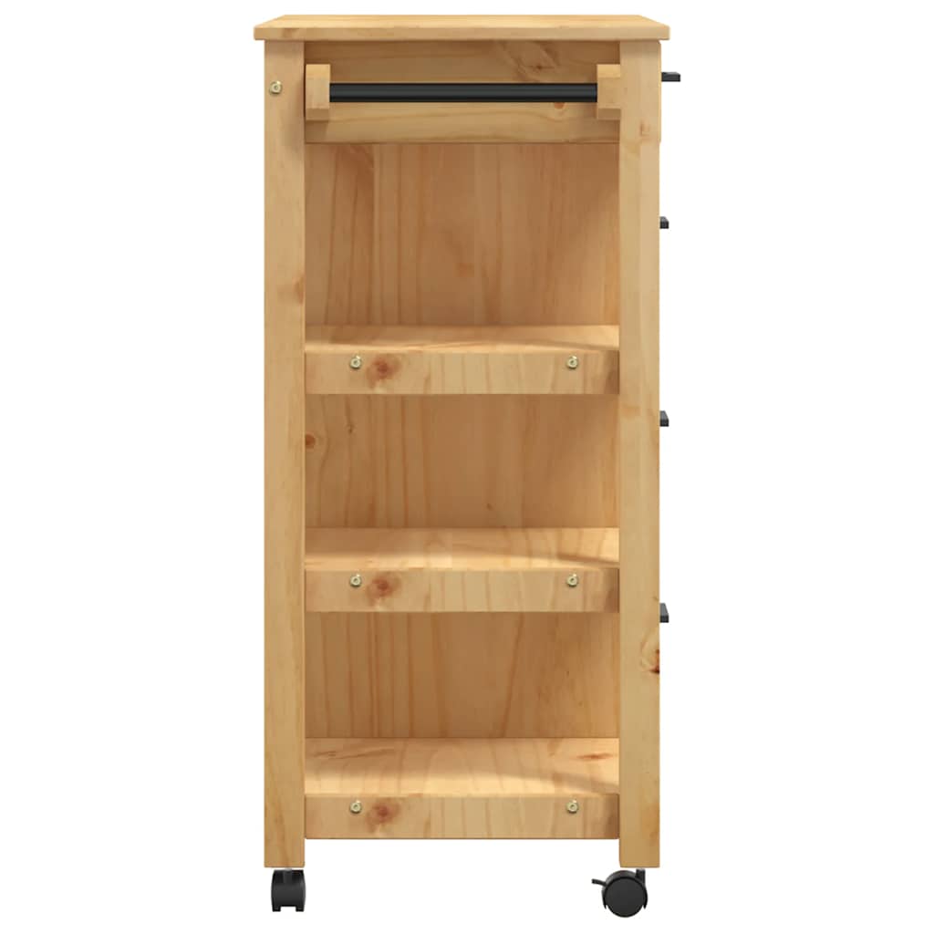 Carrello da Cucina MONZA 84x40x88,5 cm in Legno Massello di Pino