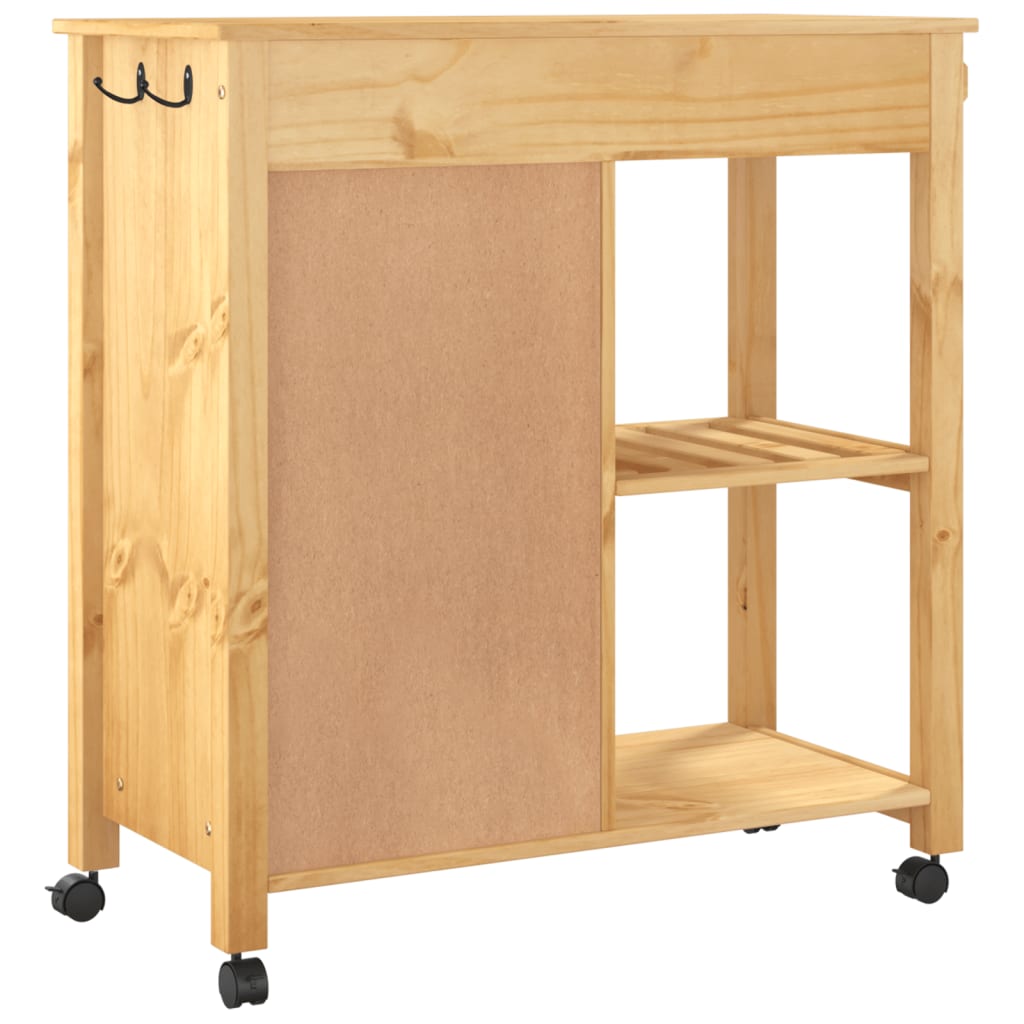 Carrello da Cucina MONZA 84x40x90 cm in Legno Massello di Pino - homemem39