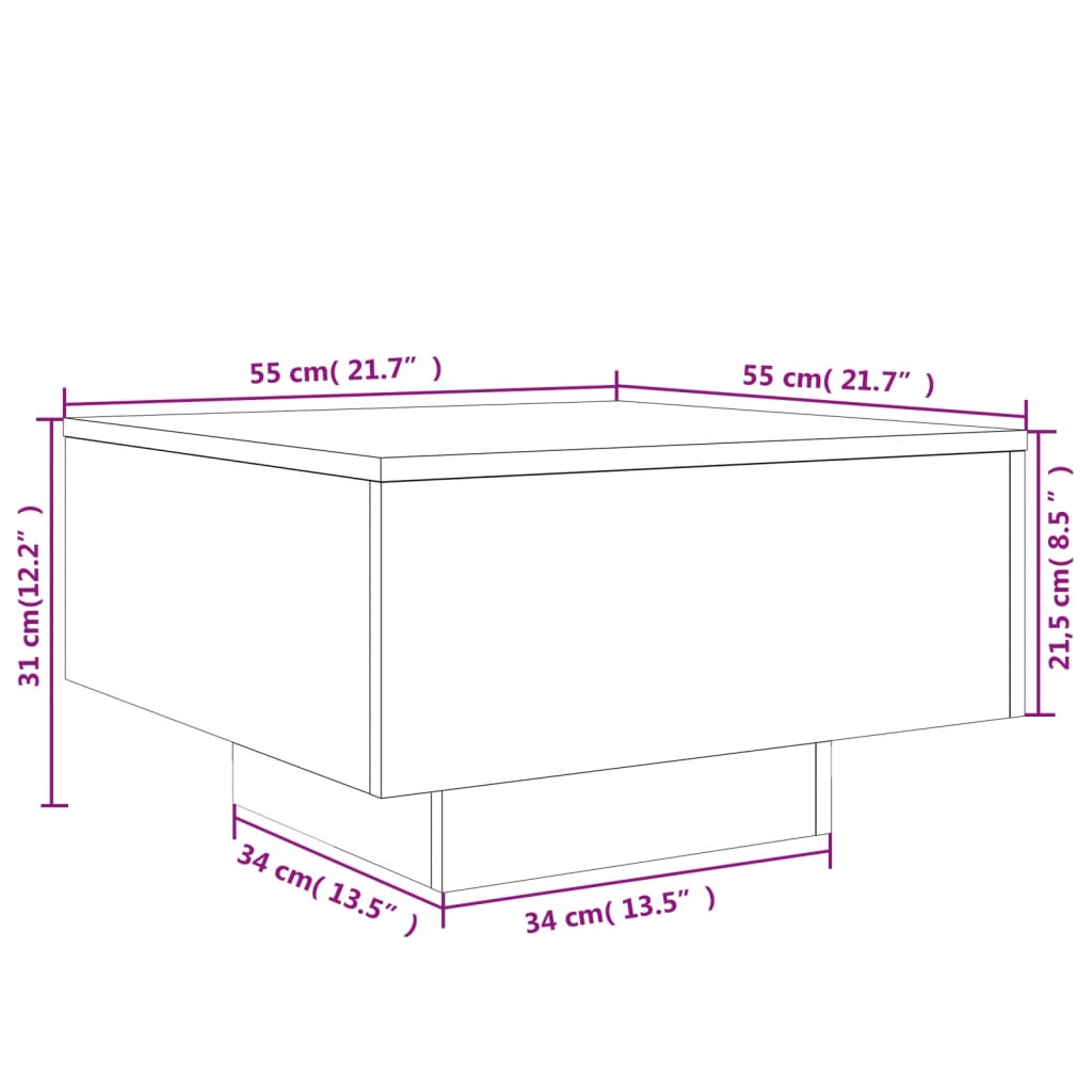 Tavolino da Salotto Grigio Cemento 55x55x31cm Legno Multistrato | homemem39