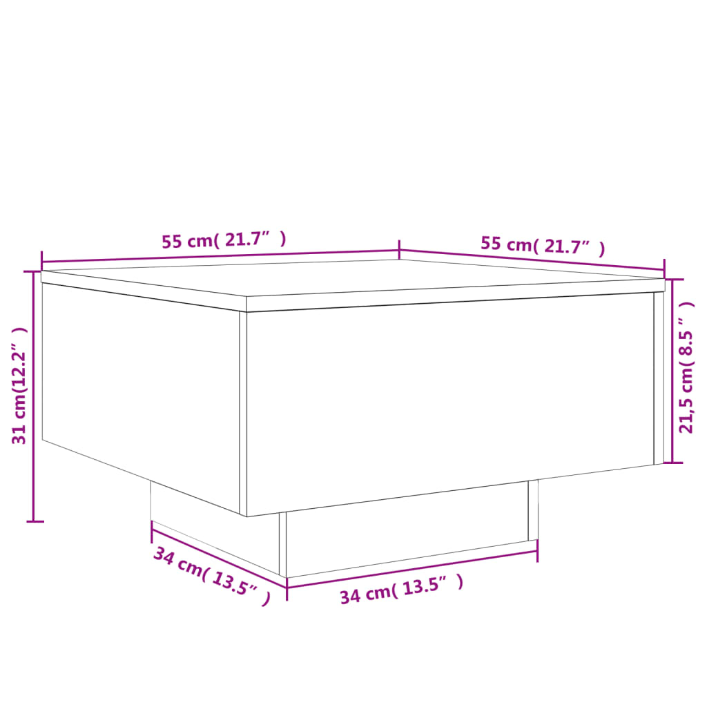 Tavolino da Salotto Grigio Sonoma 55x55x31 cm Legno Multistrato | homemem39