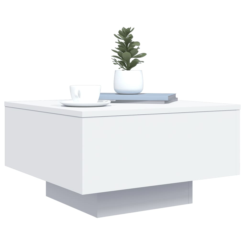 Tavolino da Soggiorno con Luci LED Bianco 55x55x31 cm | homemem39