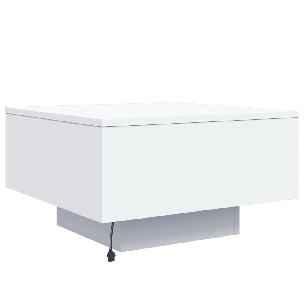 Tavolino da Soggiorno con Luci LED Bianco 55x55x31 cm | homemem39