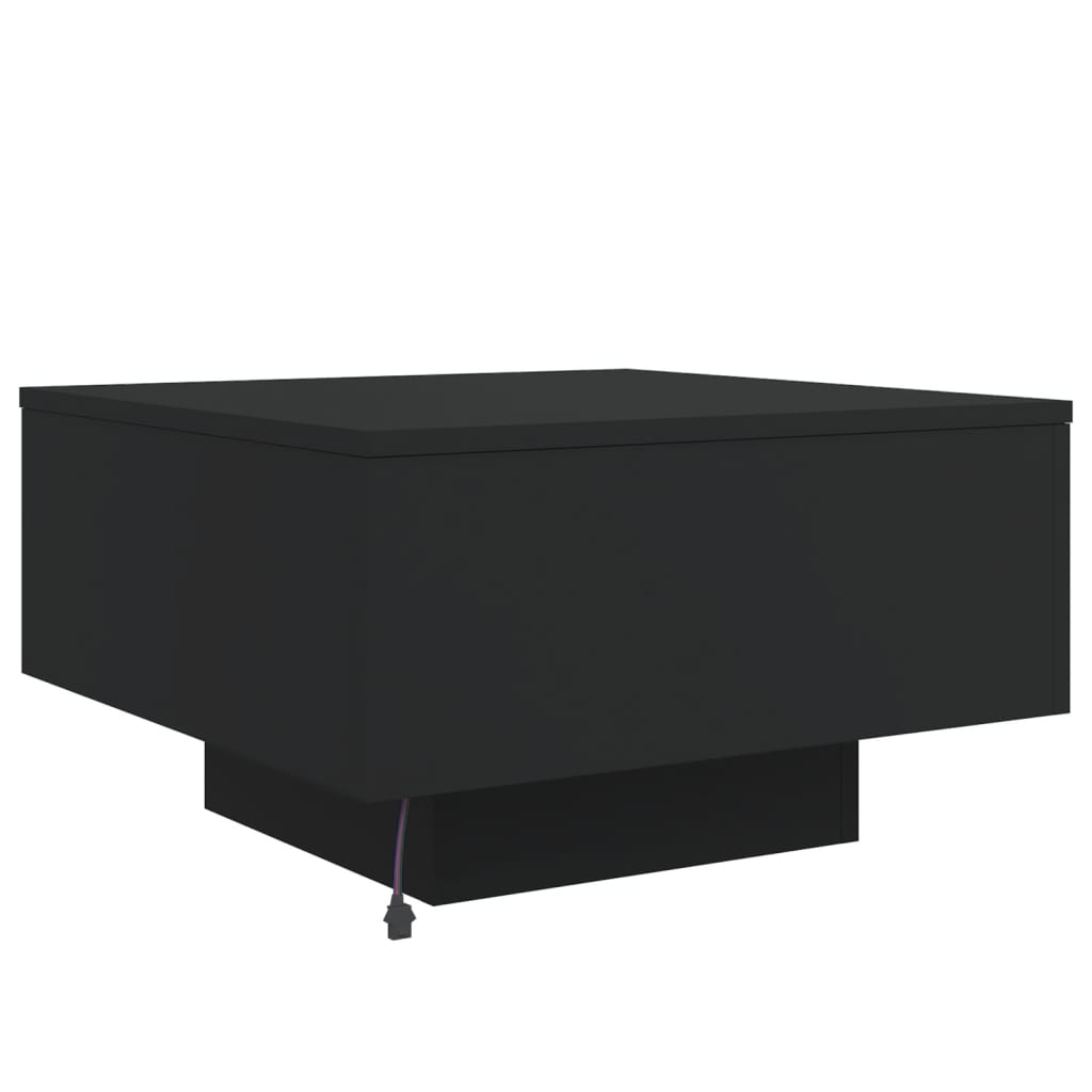 Tavolino da Soggiorno con Luci LED Nero 55x55x31 cm