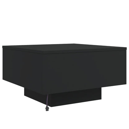 Tavolino da Soggiorno con Luci LED Nero 55x55x31 cm